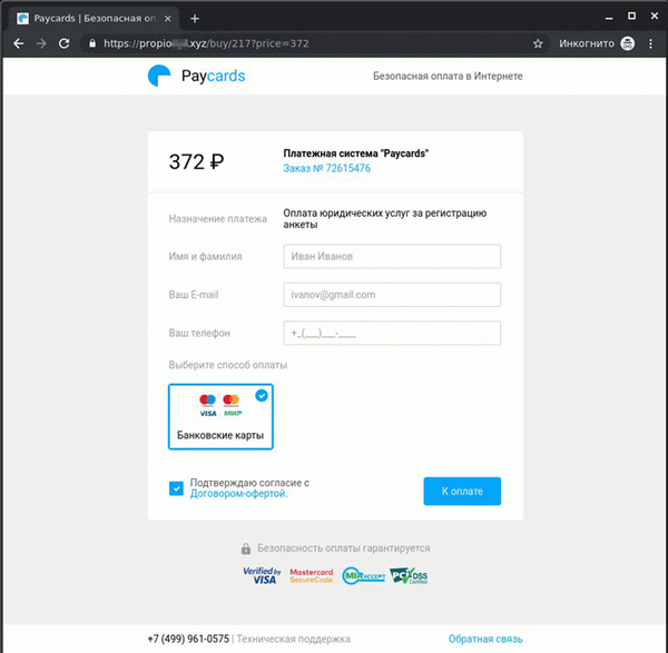 Перед оплатой стоит проверить легитимность самой платежной системы.