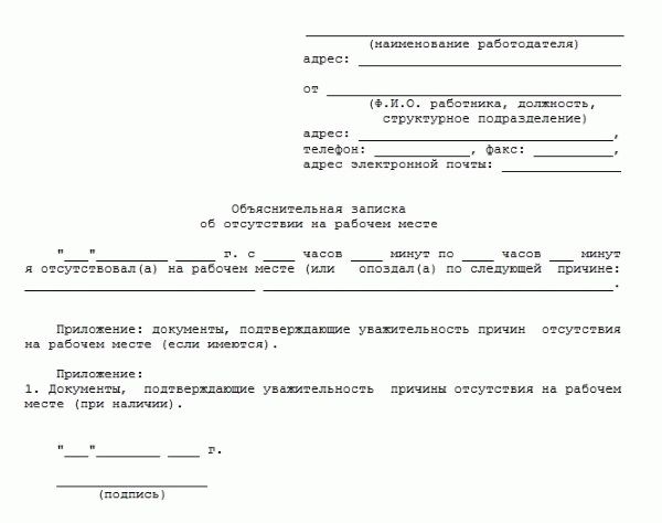 Меморандум о взаимопонимании по вопросам отсутствия на рабочем месте